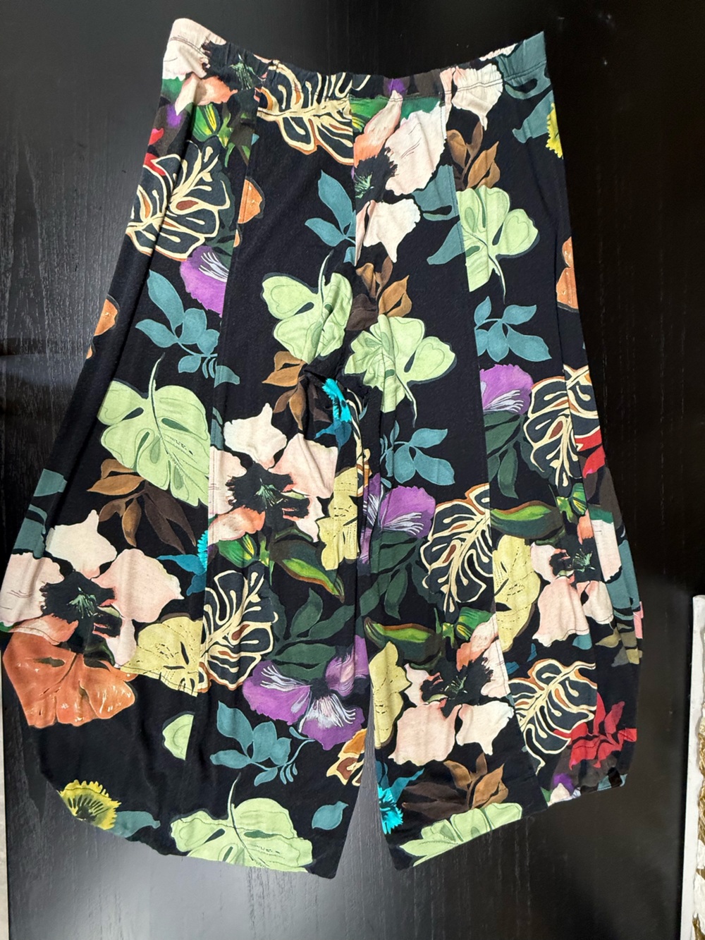 Wide Leg Floral Palazzo Pants in Black and Multi